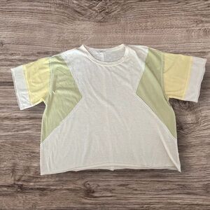 Easel Los Angeles Colorblock Cotton Tee – Size M –‎ Ivory/Cream – NWOT